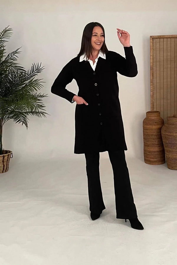 كارديجان نسائي تريكو قطني بمقاسات كبيرة - بنقشة الزهور