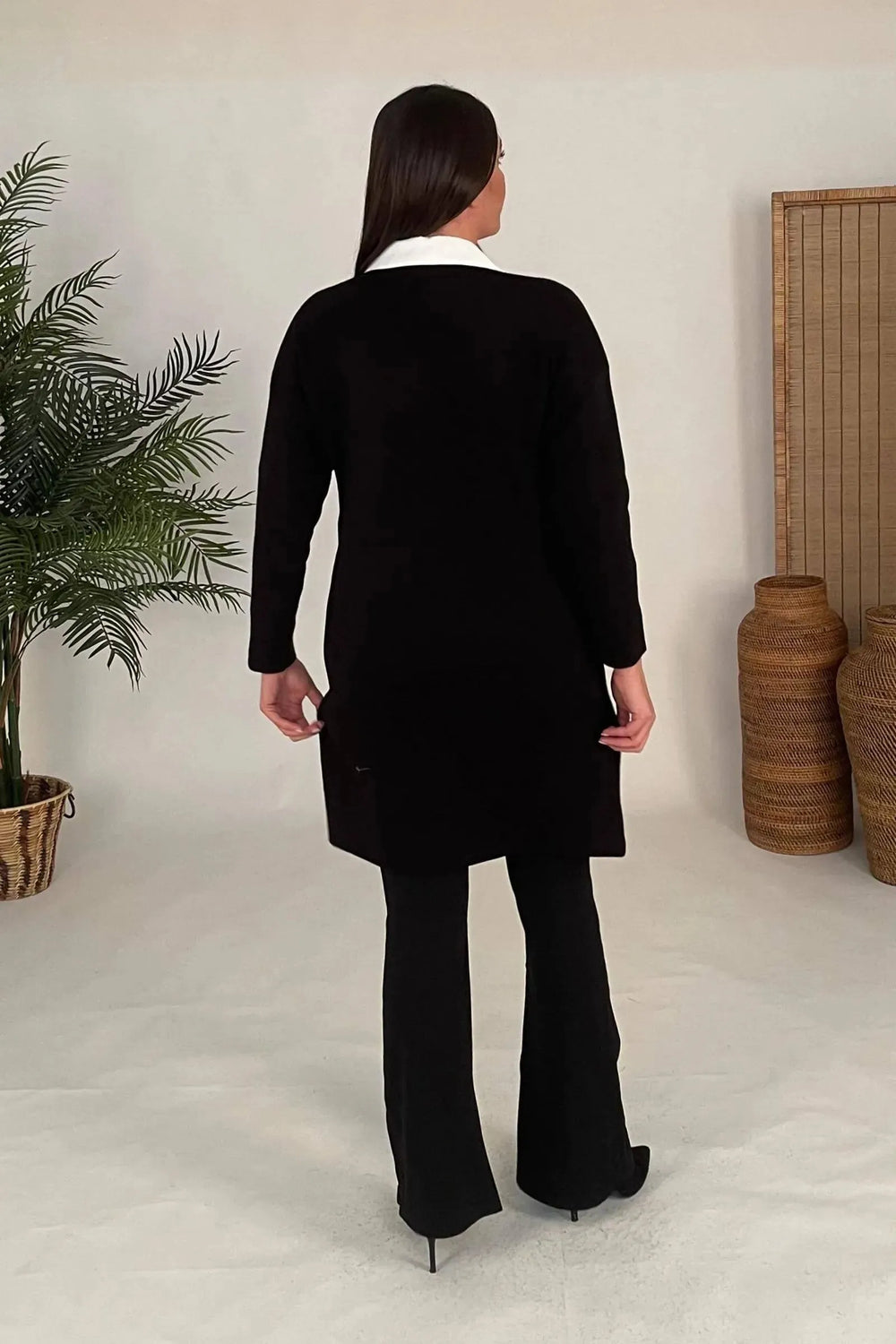 كارديجان نسائي تريكو قطني بمقاسات كبيرة - بنقشة الزهور - Image 3