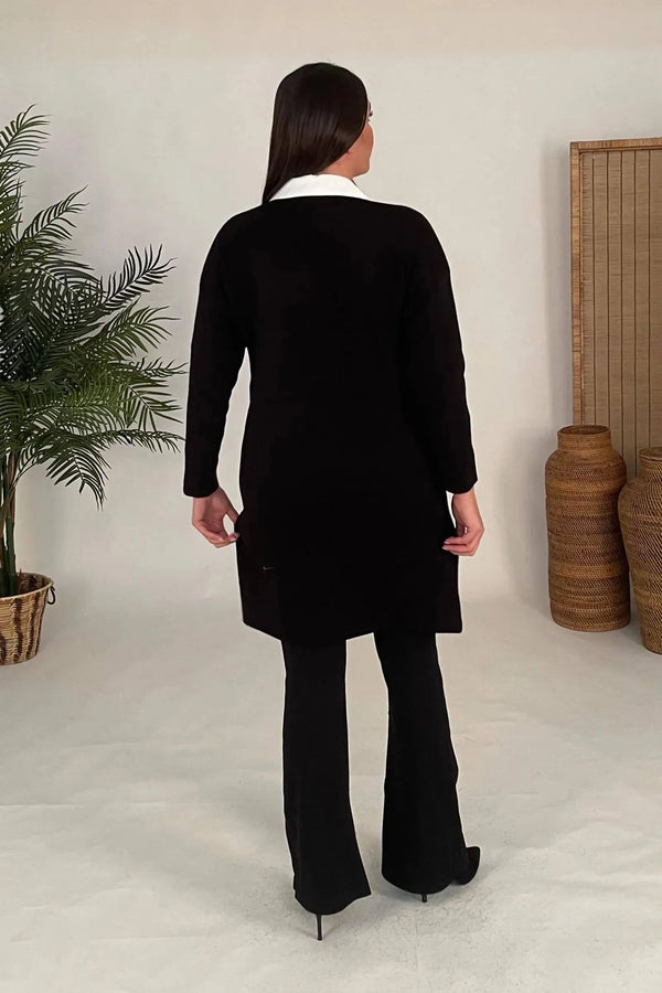 كارديجان نسائي تريكو قطني بمقاسات كبيرة - بنقشة الزهور