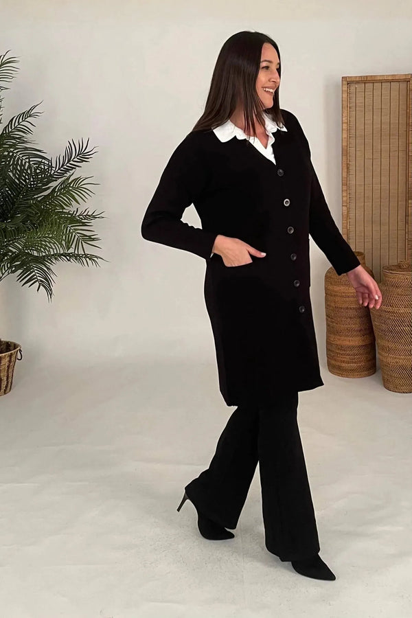 كارديجان نسائي تريكو قطني بمقاسات كبيرة - بنقشة الزهور