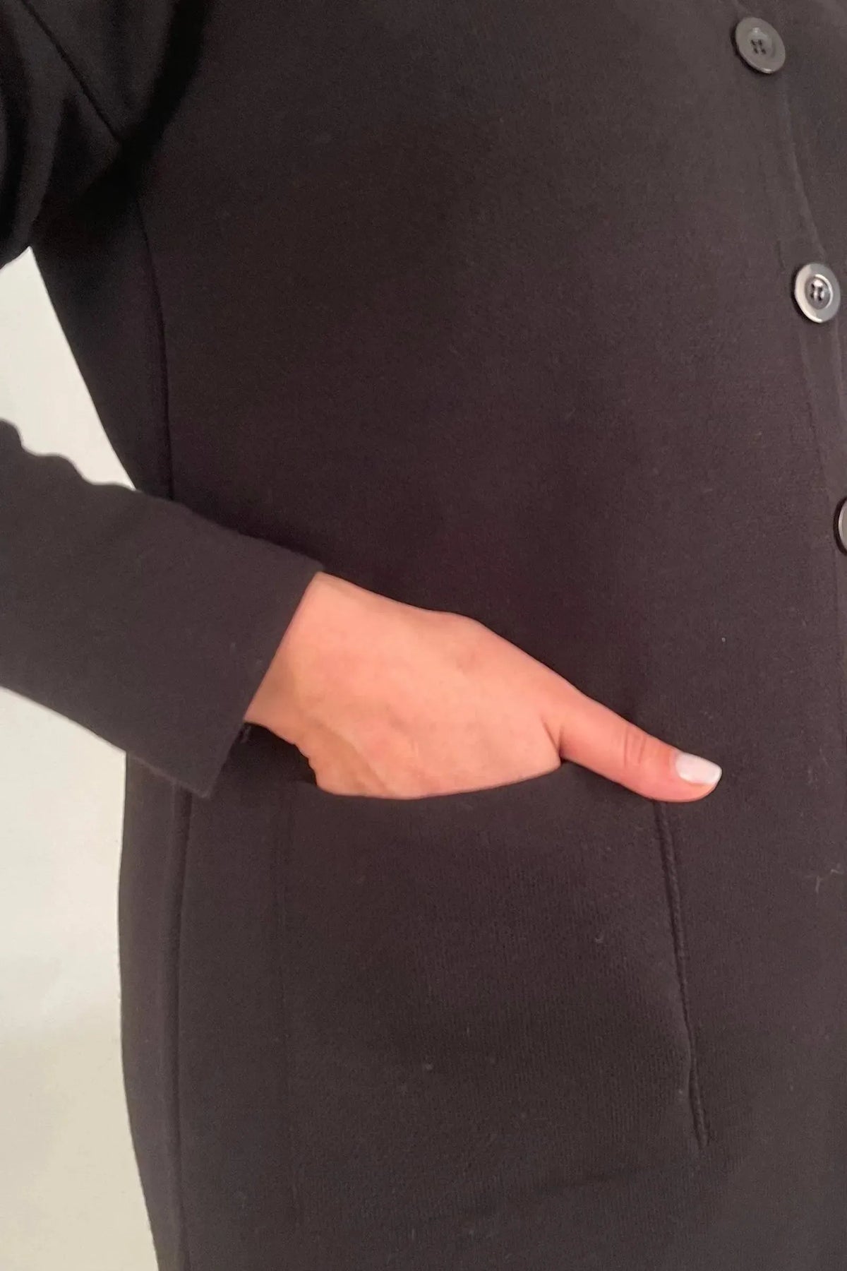 Büyük Beden Kadın Kadın Büyük Beden Pamuklu Triko Hırka - Düz Renk Siyah