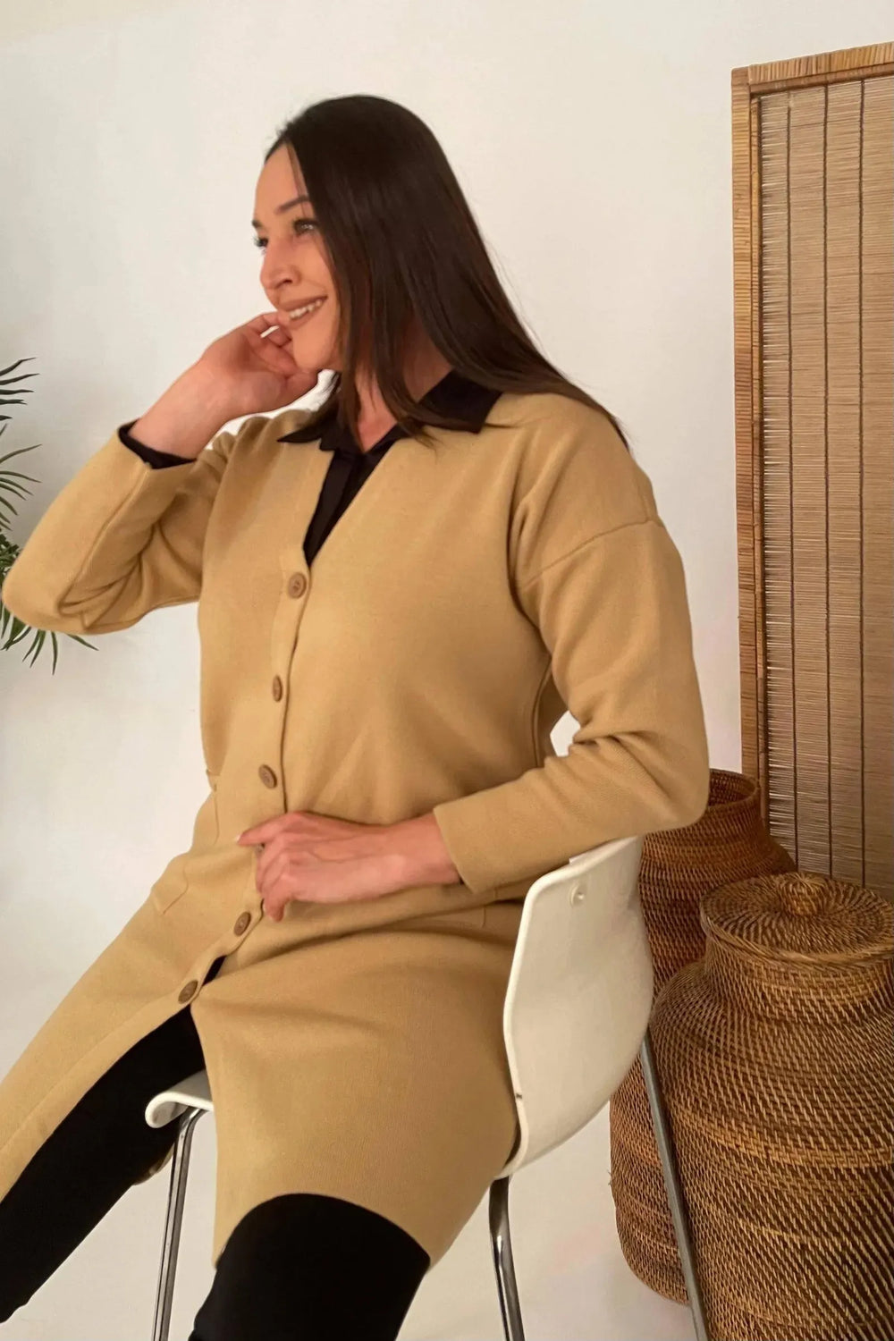 كارديجان نسائي تريكو قطني بمقاسات كبيرة - بنقشة الزهور - Image 14