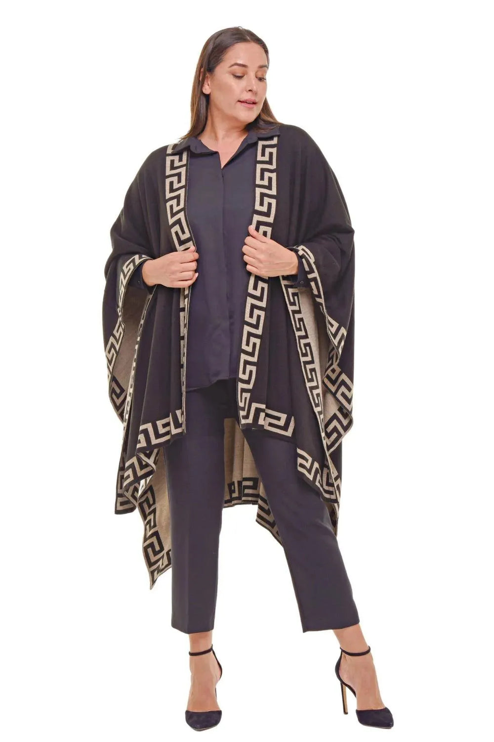 Büyük Beden Etnık Desen Panço - Image 3