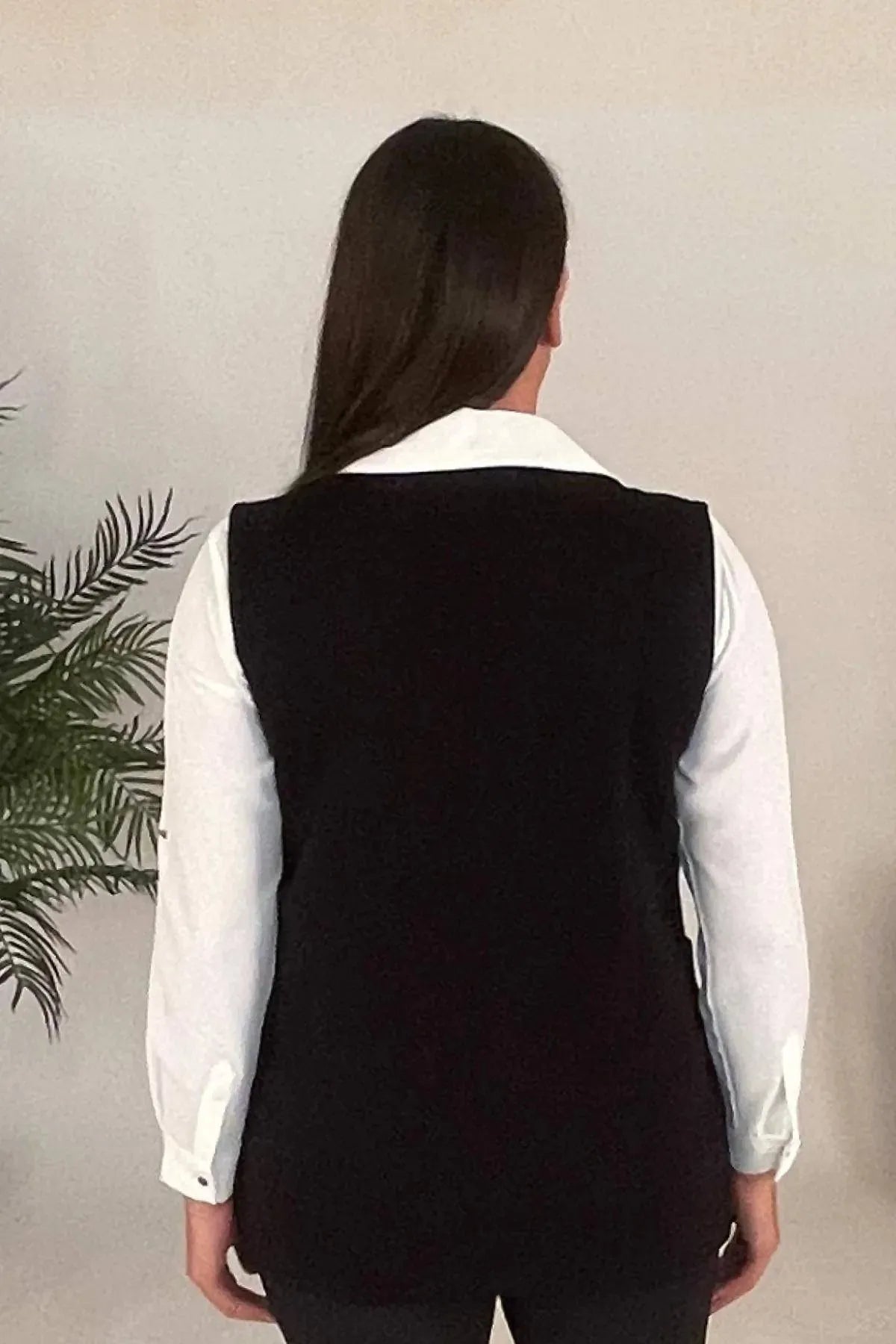 Büyük Beden Kadın Kadın Büyük Beden Triko Yelek - Çiçek Desenli Pamuklu Viskon Ticari Ürün Siyah Desenli