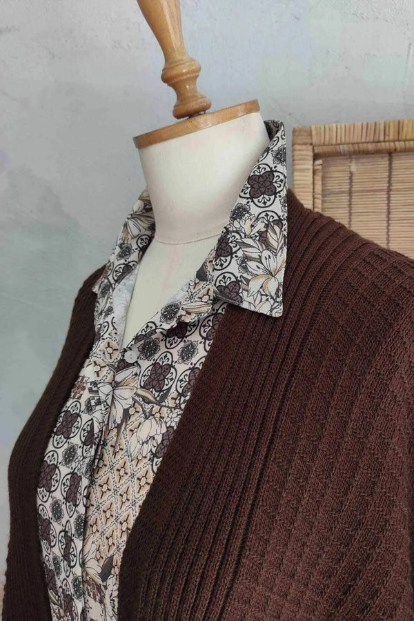 Poncho Femme Hanezza en Coton et Viscose à Motifs Ethniques et Franges