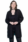 Hanezza Damen Voile-Jacke mit Kragen Schwarz P5274