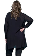 Hanezza Damen Voile-Jacke mit Kragen Schwarz P5274