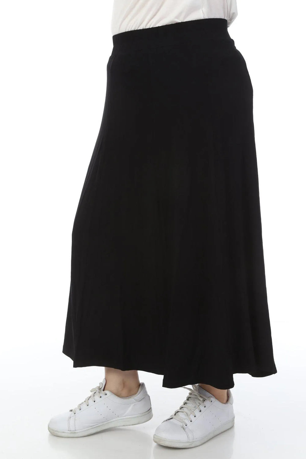 Kadın Zümrüt Yeşili Büyük Beden Viskon Pileli Uzun Etek - Image 5