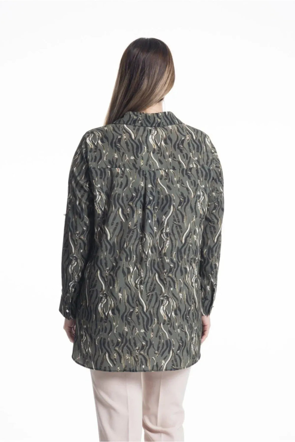 Concealed Placket Zebra Print Blouse - Image 5