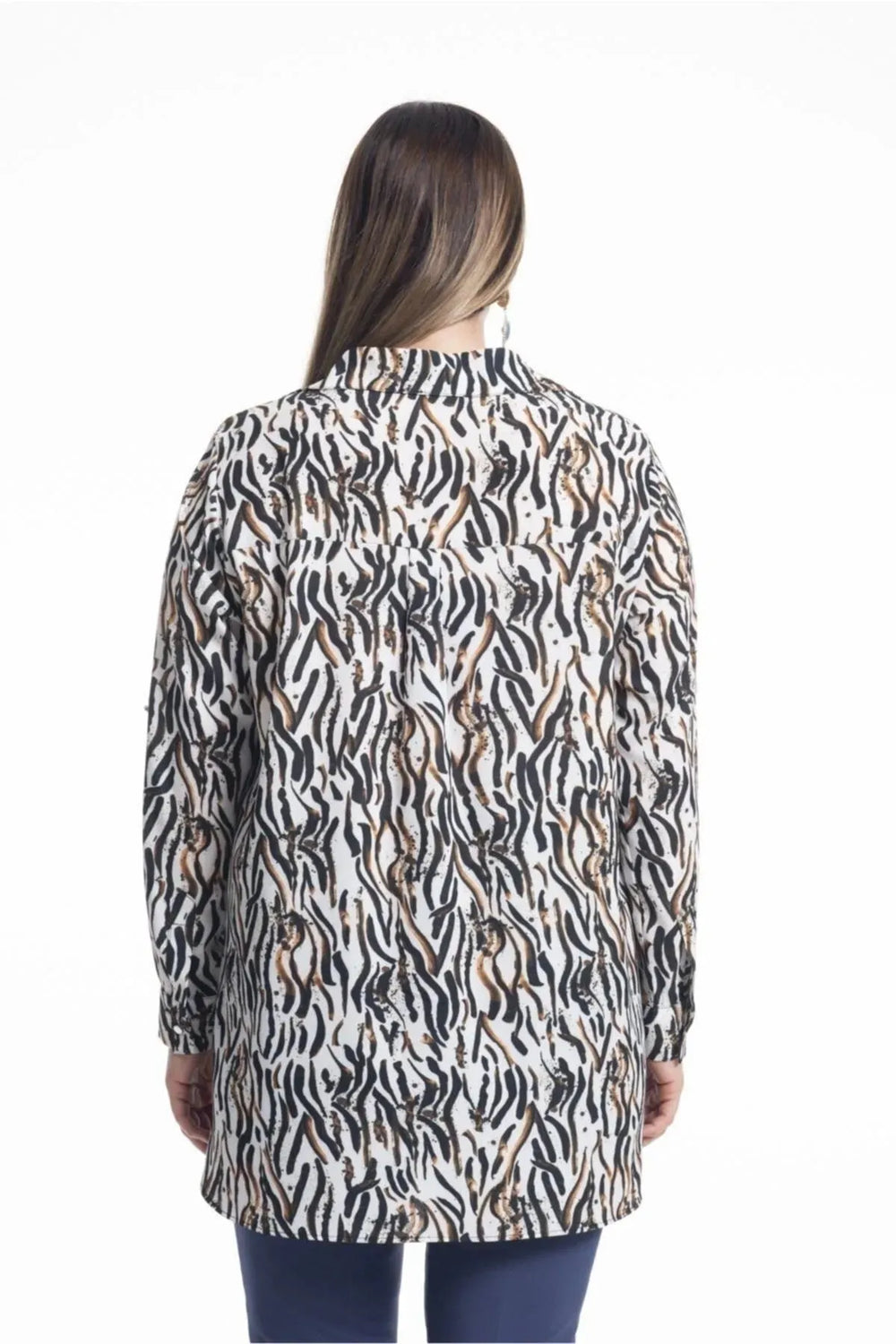 Concealed Placket Zebra Print Blouse - Image 9