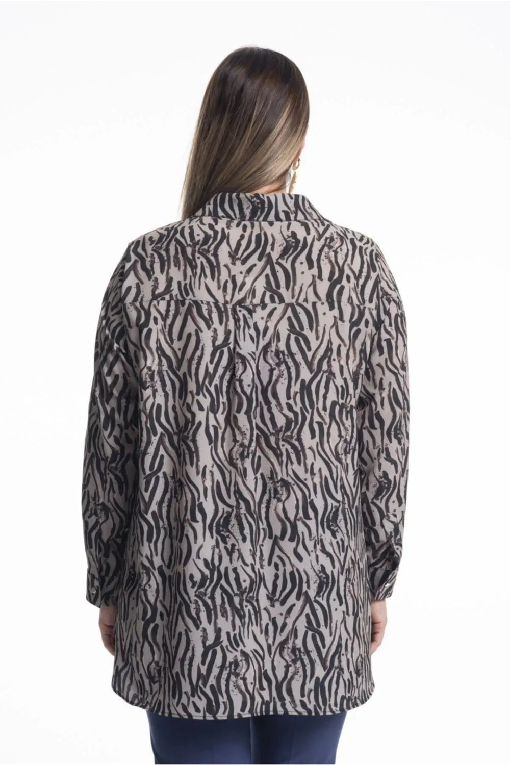 Concealed Placket Zebra Print Blouse - Image 12