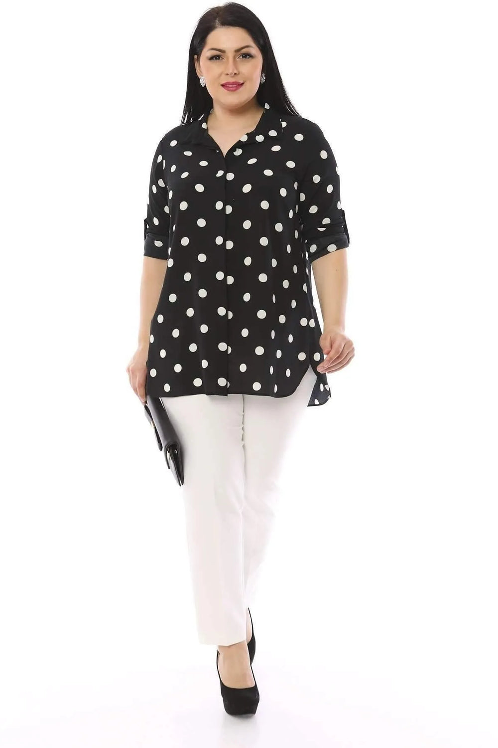 Classic Concealed Placket Polka Dot Shirt - Image 2