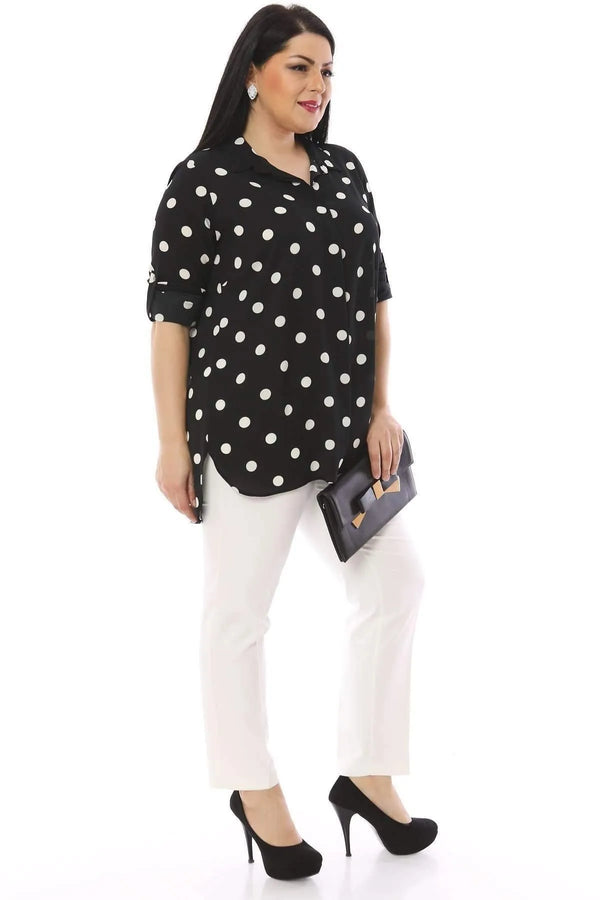Classic Concealed Placket Polka Dot Shirt