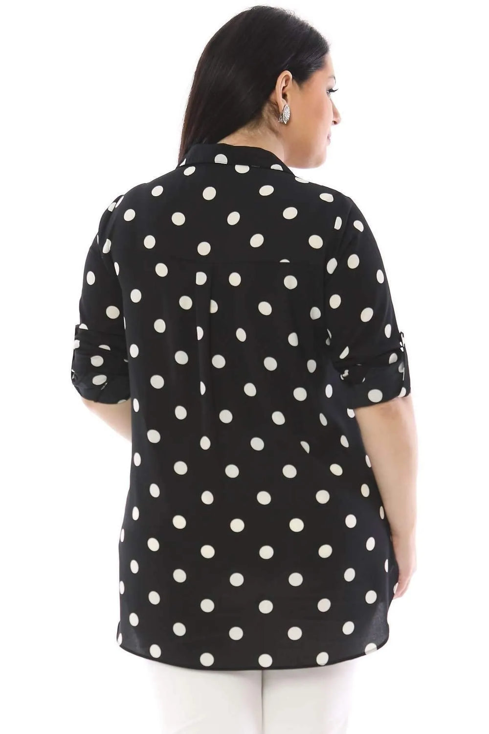 Classic Concealed Placket Polka Dot Shirt - Image 4