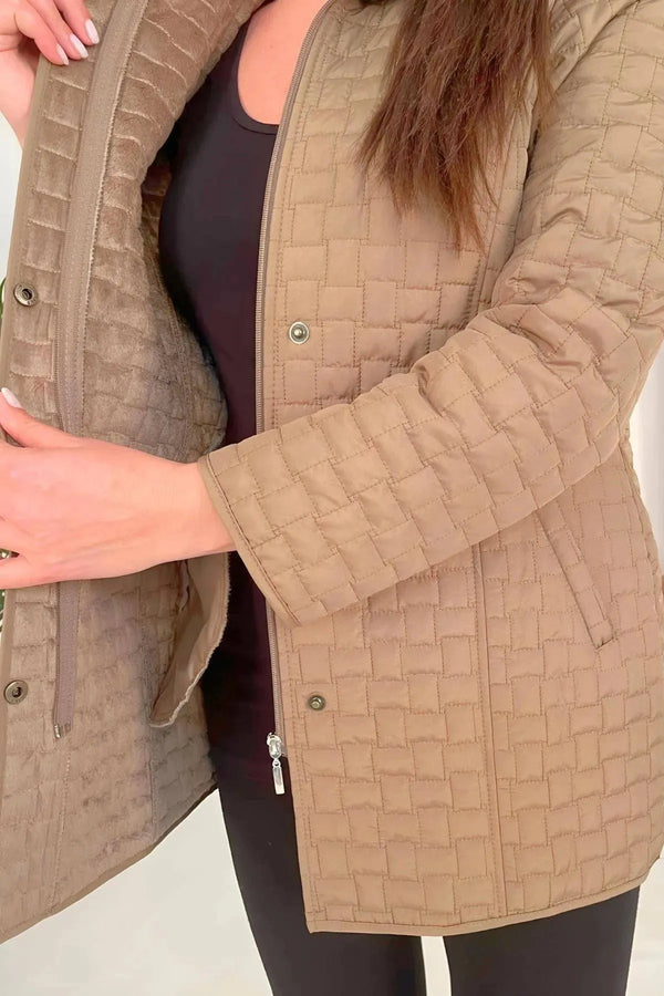 Plus Size Fur-Lined Quilted Coat - Women's Winter Hooded Parka