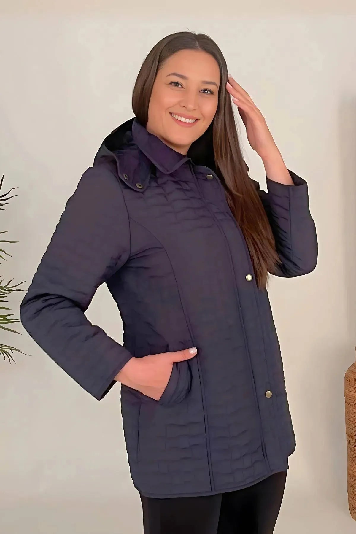 Plus Size Fur-Lined Quilted Coat - Women's Winter Hooded Parka