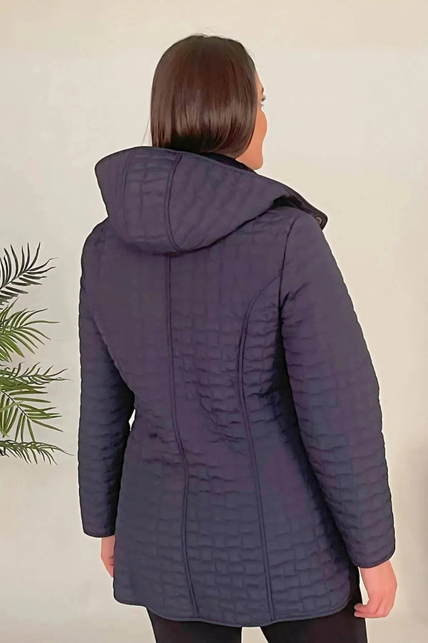Plus Size Fur-Lined Quilted Coat - Women's Winter Hooded Parka