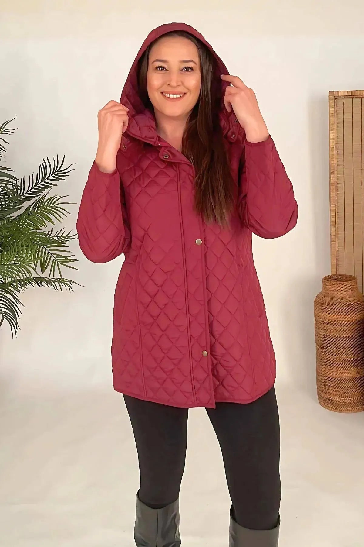 Plus Size Fur-Lined Quilted Coat - Women's Winter Hooded Parka