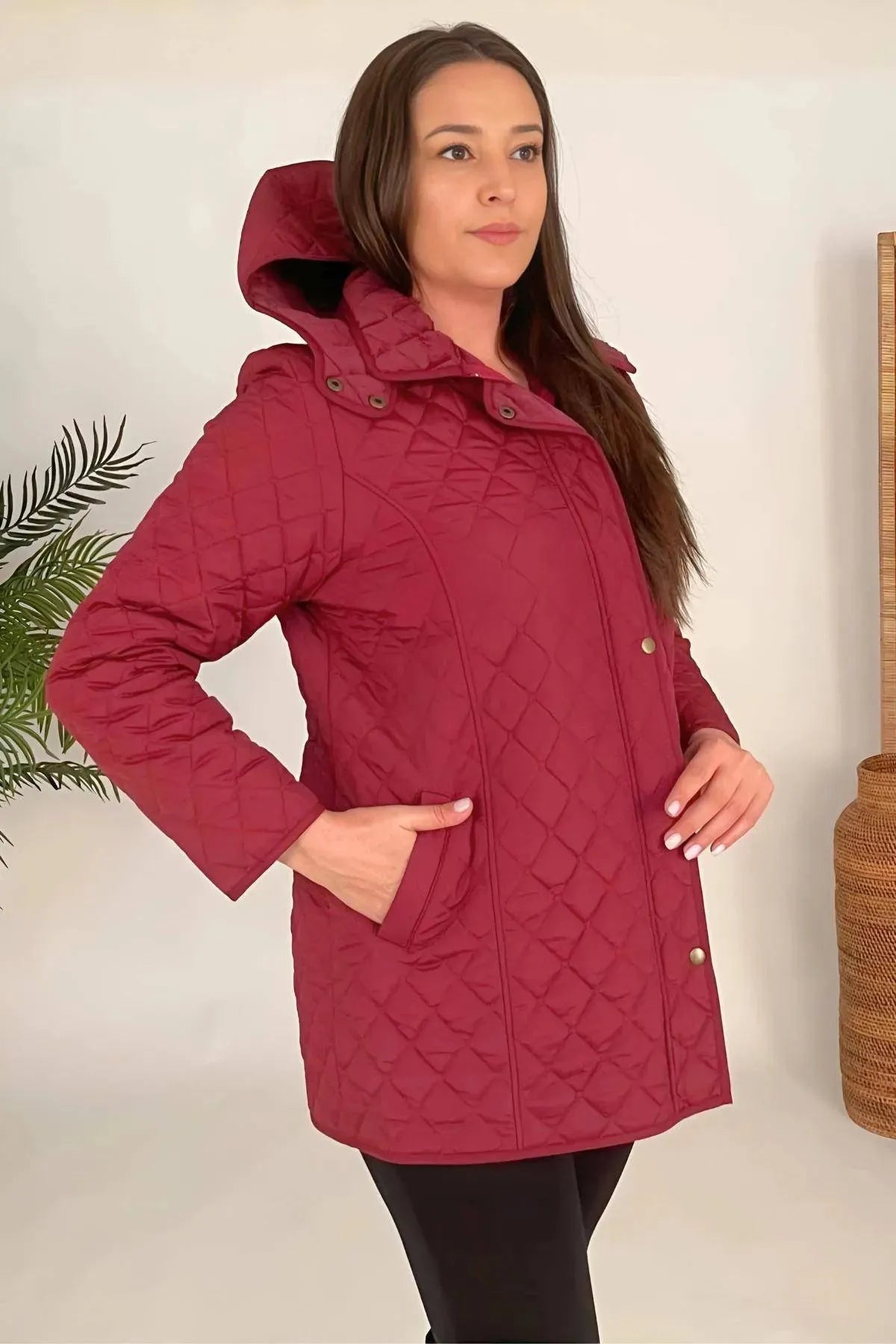 Plus Size Fur-Lined Quilted Coat - Women's Winter Hooded Parka