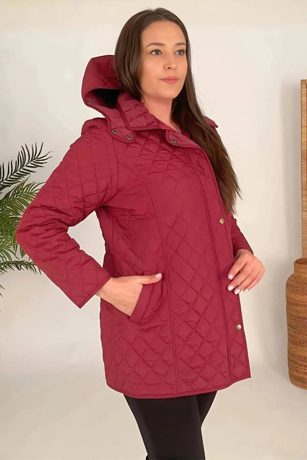 Plus Size Fur-Lined Quilted Coat - Women's Winter Hooded Parka - Image 13