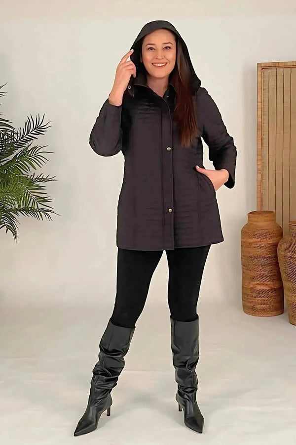 Plus Size Fur-Lined Quilted Coat - Women's Winter Hooded Parka