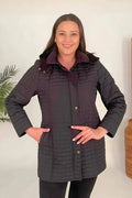 Plus Size Fur-Lined Quilted Coat - Women's Winter Hooded Parka