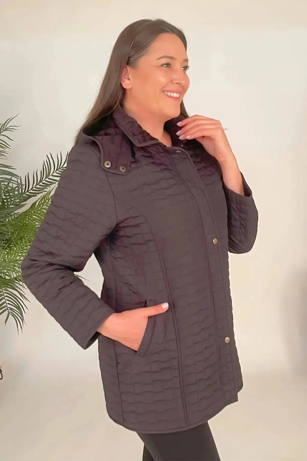 Plus Size Fur-Lined Quilted Coat - Women's Winter Hooded Parka - Image 21