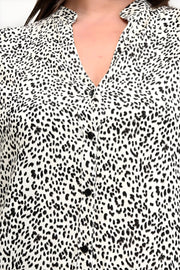 Büyük Beden Kadın Leopar Desenli Viskon Pamuklu Kadın Büyük Beden Tunik - HANEZZA Büyük Beden Vskon Tunik-Gömlek [Beyaz] [Leopar Deseni]