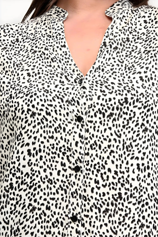 تونيك نسائي مقاسات كبيرة بنقشة النمر من الفيسكوز والقطن - HANEZZA