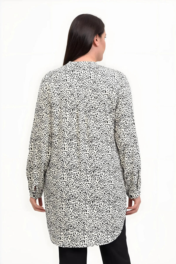 تونيك نسائي مقاسات كبيرة بنقشة النمر من الفيسكوز والقطن - HANEZZA