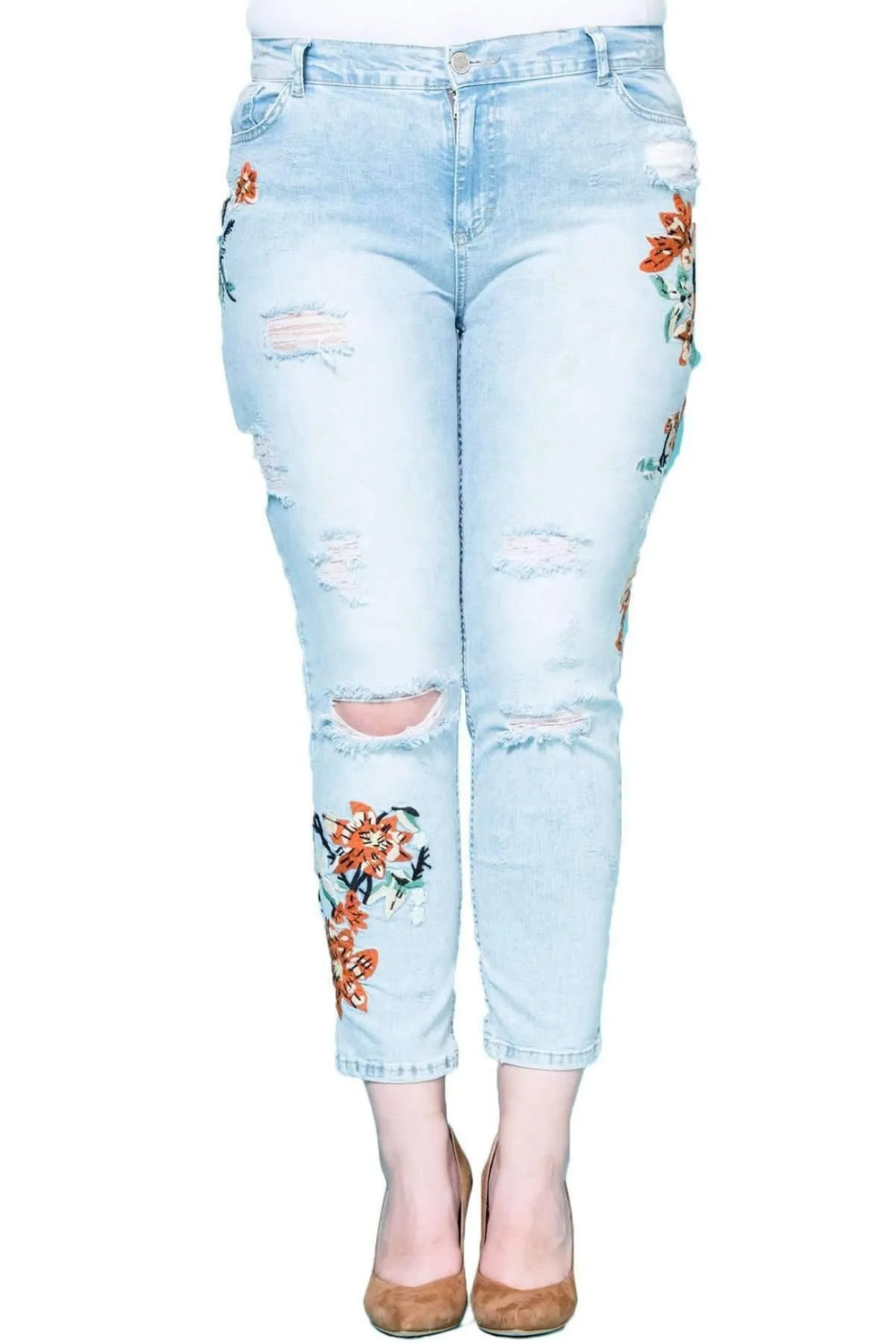 Джинсы с вышивкой, подчеркивающие элегантность деталей - Image 3