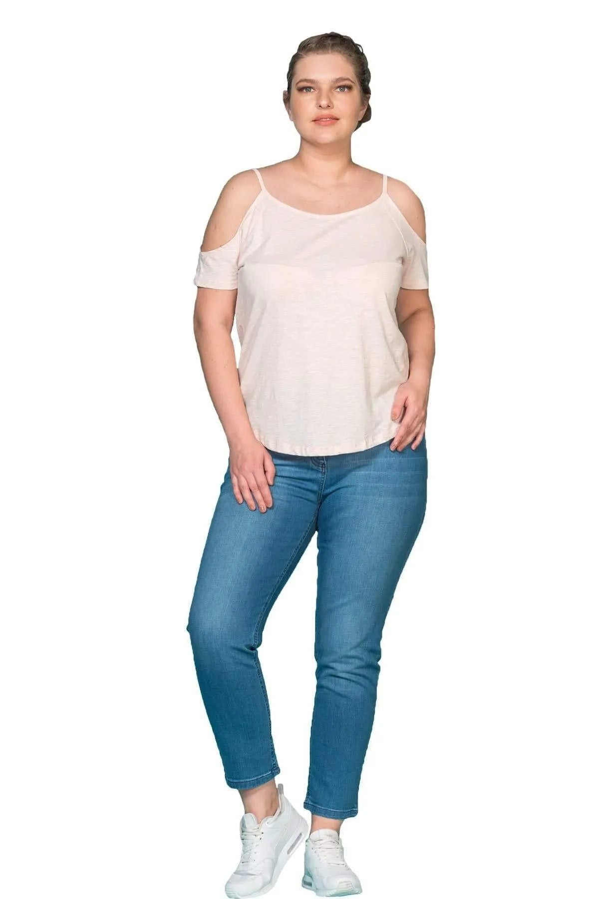 Baumwoll-T-Shirt mit Schulter-Detail
