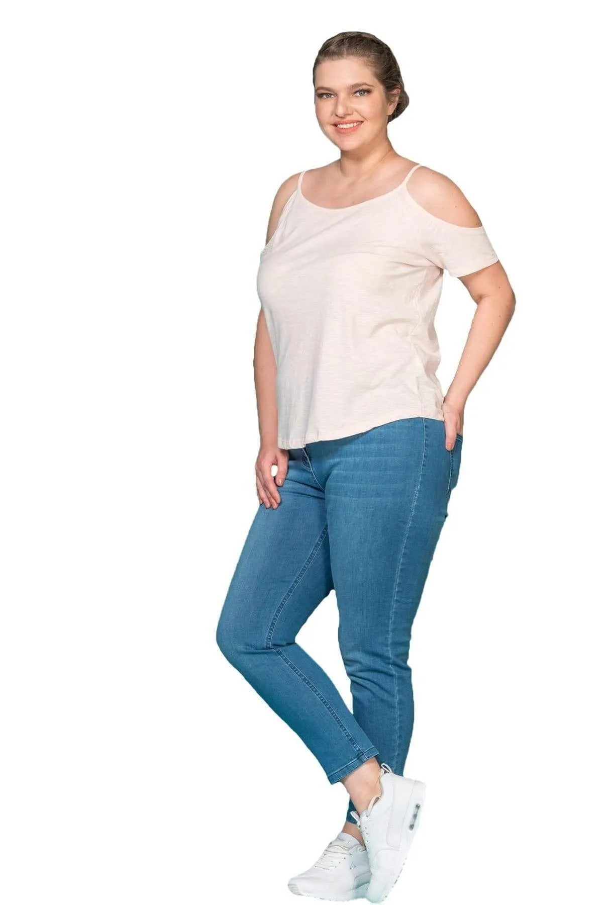 Baumwoll-T-Shirt mit Schulter-Detail