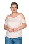 Baumwoll-T-Shirt mit Schulter-Detail