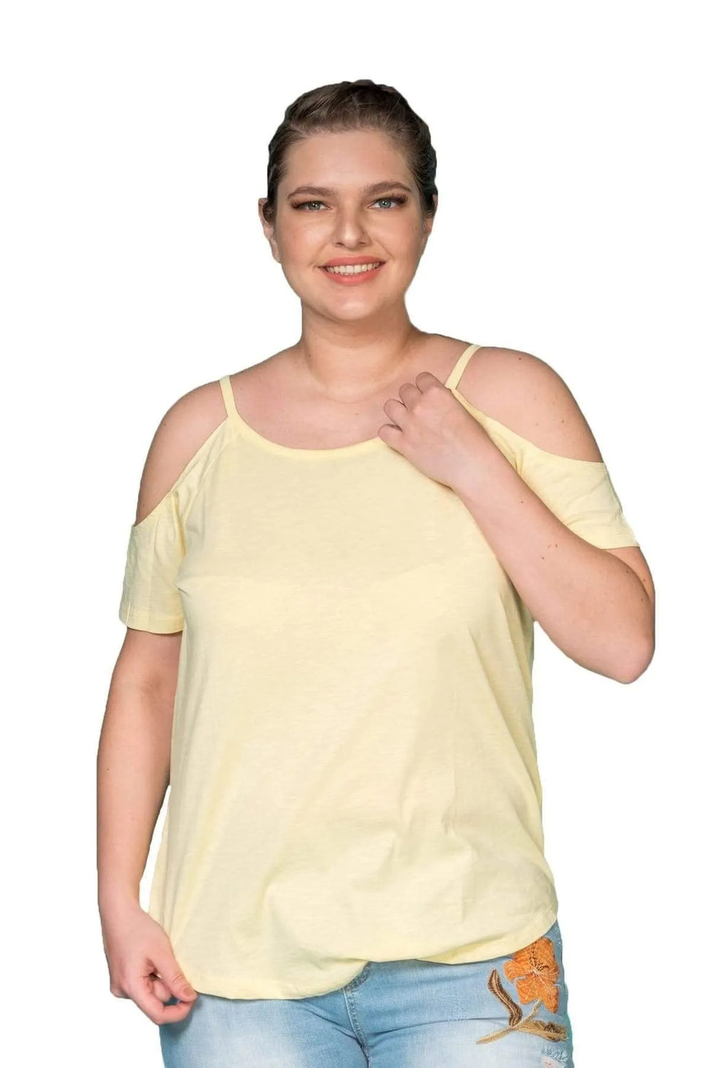 Shoulder Detail Cotton T-Shirt - Image 6