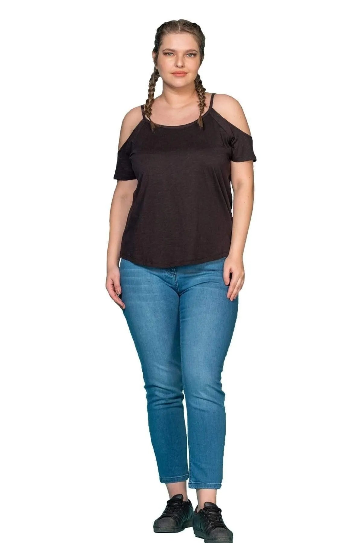 Baumwoll-T-Shirt mit Schulter-Detail