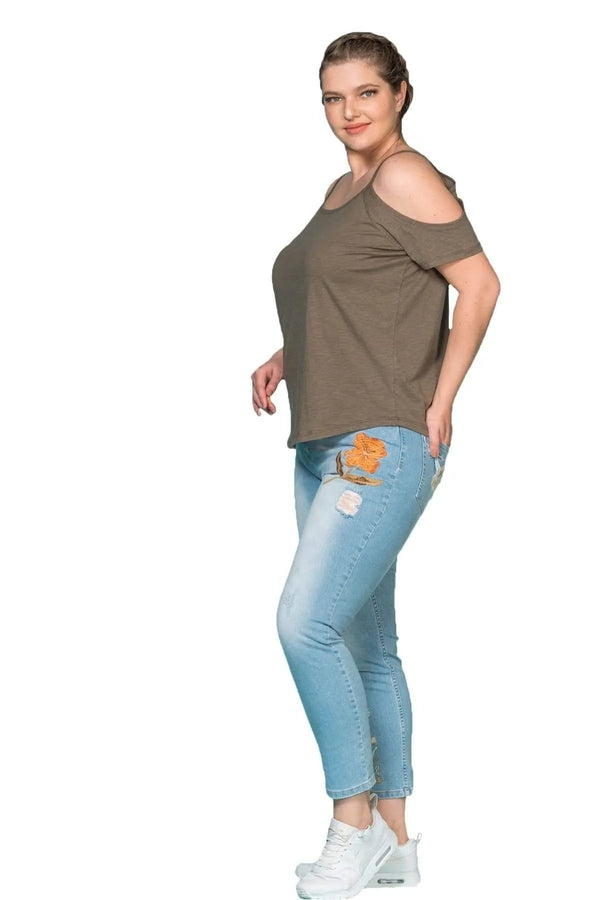 Shoulder Detail Cotton T-Shirt