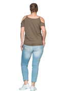 Baumwoll-T-Shirt mit Schulter-Detail
