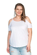 Baumwoll-T-Shirt mit Schulter-Detail