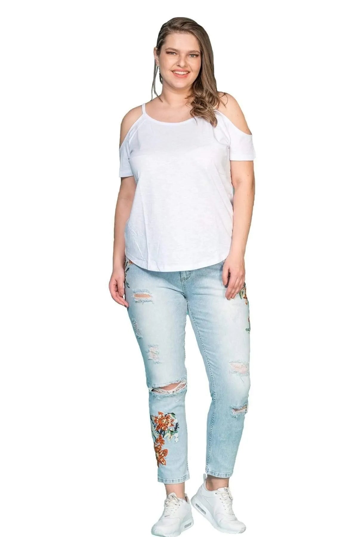 Baumwoll-T-Shirt mit Schulter-Detail
