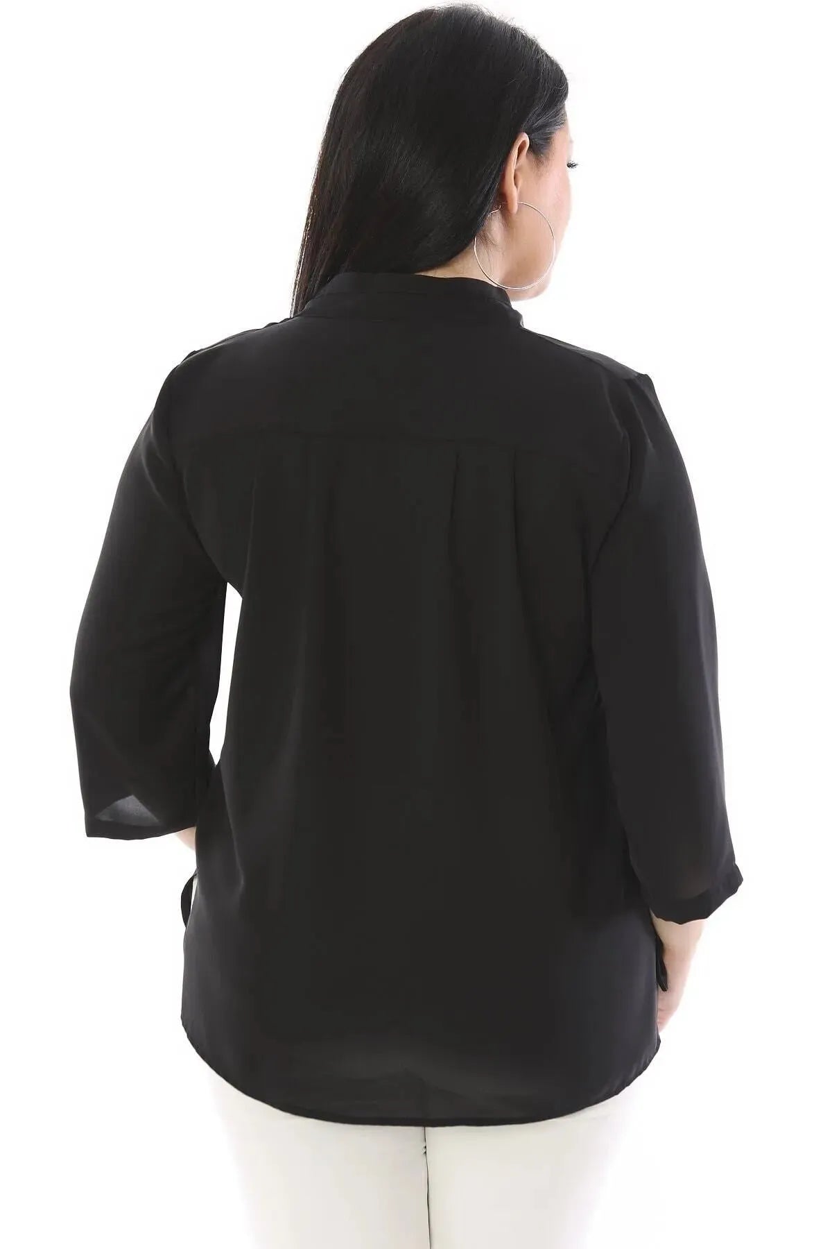 V-Ausschnitt Bluse mit Schulterfalten