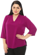 V-Ausschnitt Bluse mit Schulterfalten
