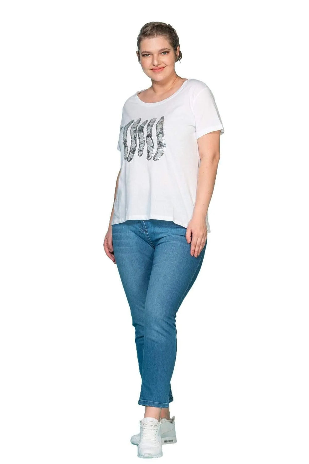 Футболка с вышивкой пайетками Plus Size - Image 3