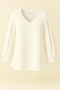 Elegante Jessica-Krepp-Abendbluse mit geschlitzten Ärmeln