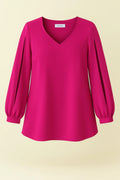 Elegante Jessica-Krepp-Abendbluse mit geschlitzten Ärmeln