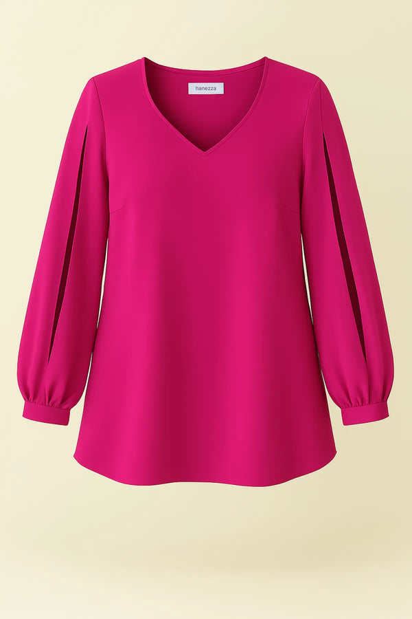 Elegant Sleeve Slit Jessica Crepe Evening Blouse