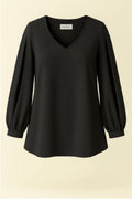 Elegante Jessica-Krepp-Abendbluse mit geschlitzten Ärmeln