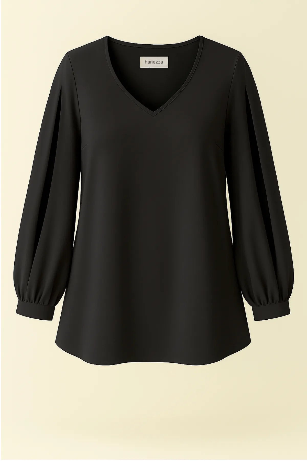 Elegante Jessica-Krepp-Abendbluse mit geschlitzten Ärmeln
