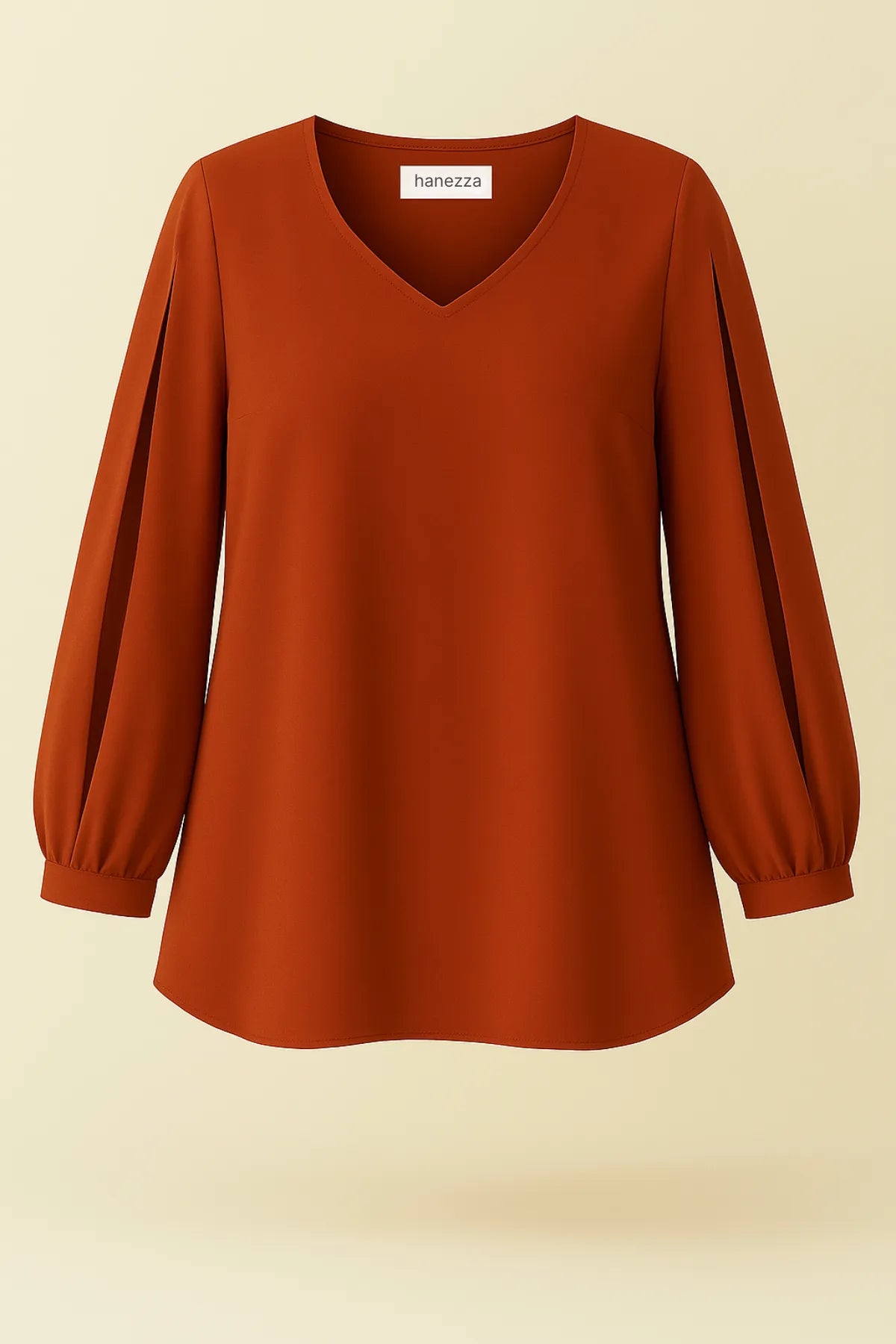 Elegante Jessica-Krepp-Abendbluse mit geschlitzten Ärmeln