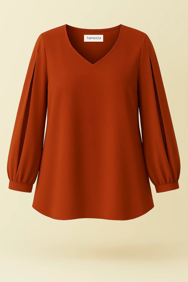 Elegant Sleeve Slit Jessica Crepe Evening Blouse